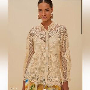 NWT FARM Rio Sand Landscape Guipure Shirt, size Small